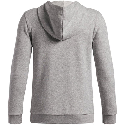 Grey-Black - Back - Under Armour Childrens-Kids Rival Fleece Quarter Zip Hoodie
