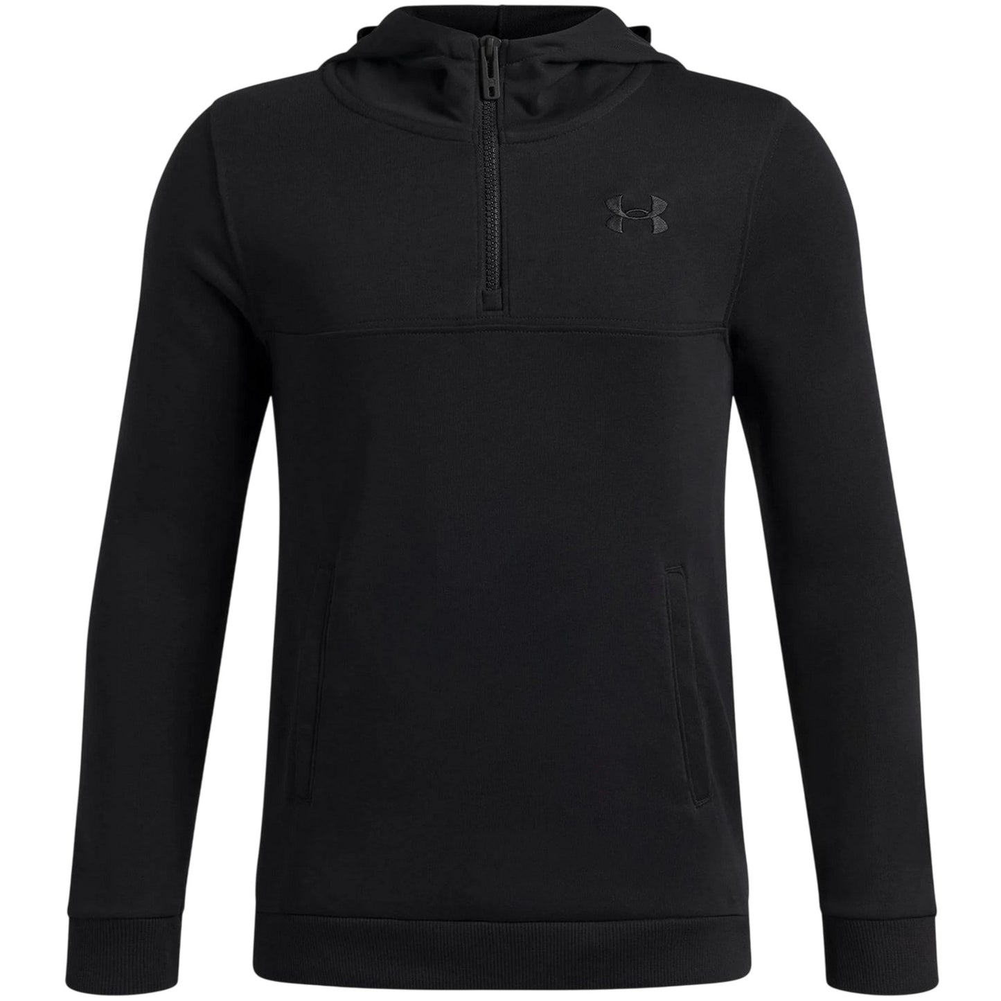 Black - Front - Under Armour Childrens-Kids Rival Fleece Quarter Zip Hoodie