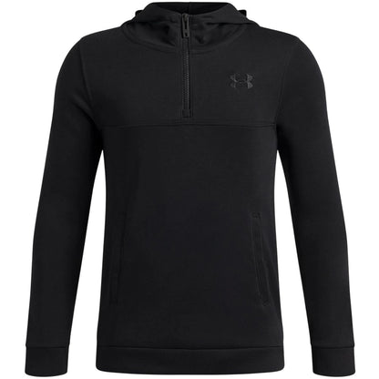 Black - Front - Under Armour Childrens-Kids Rival Fleece Quarter Zip Hoodie