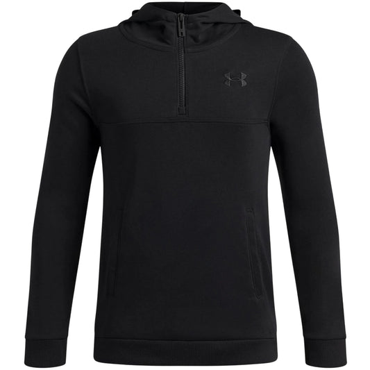 Black - Front - Under Armour Childrens-Kids Rival Fleece Quarter Zip Hoodie