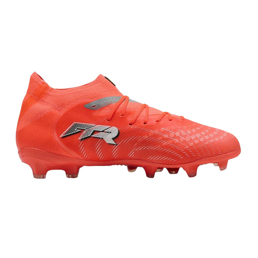 Red-Silver - Front - Puma Childrens-Kids Future 9 Pro Firm Ground Football Boots