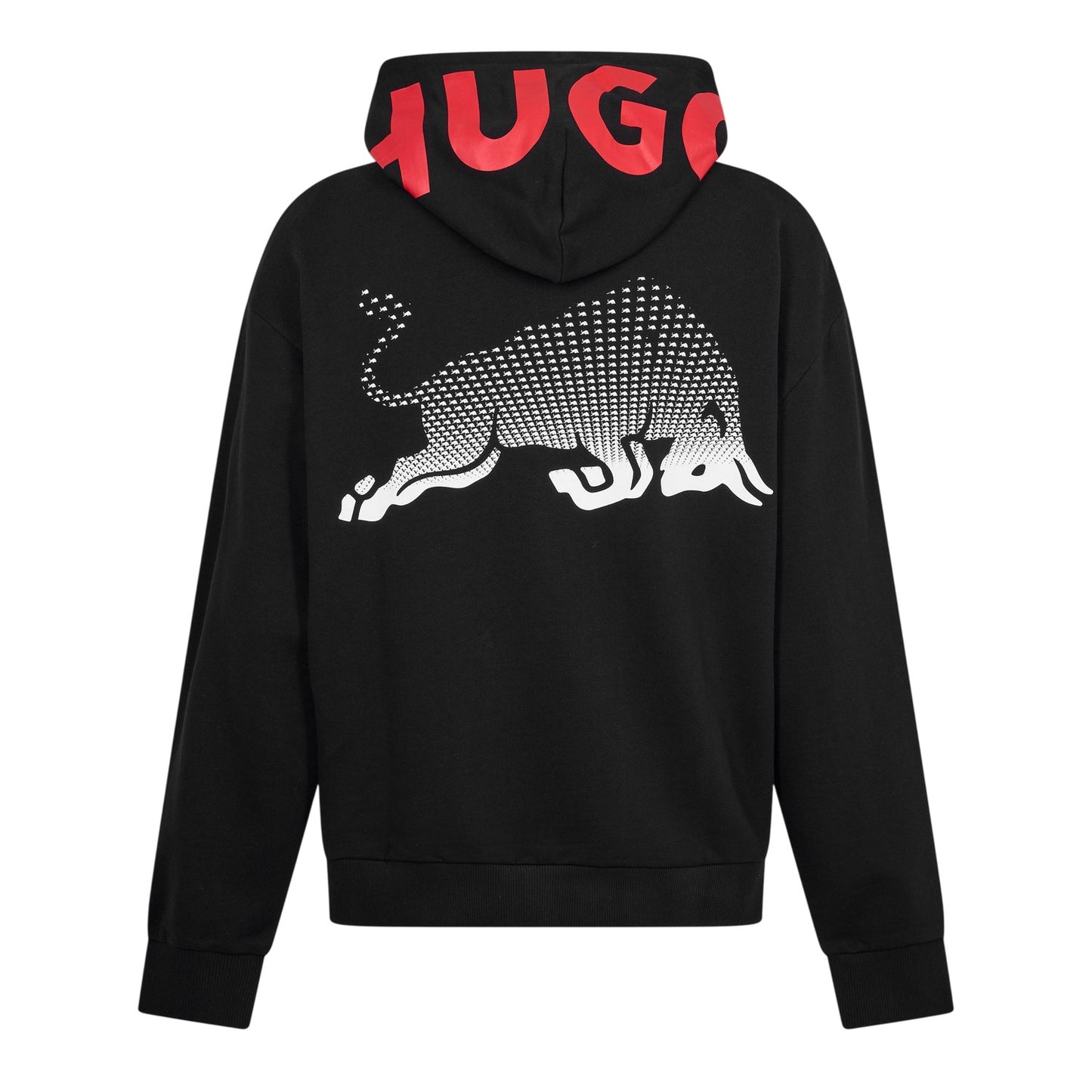 Black - Back - Hugo Mens Drop Shoulder Drawstring Hoodie