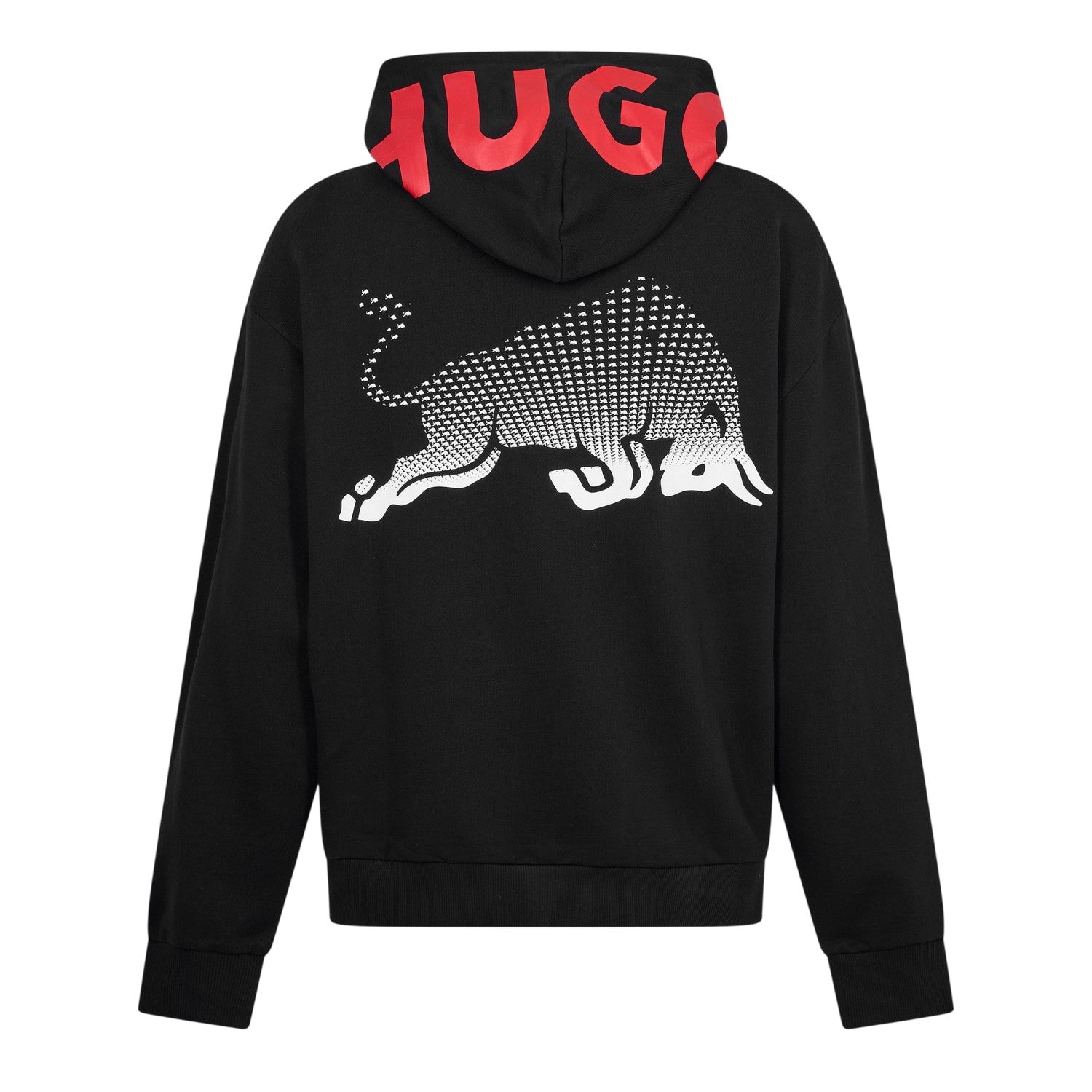 Black - Back - Hugo Mens Drop Shoulder Drawstring Hoodie