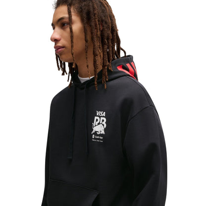 Black - Side - Hugo Mens Drop Shoulder Drawstring Hoodie