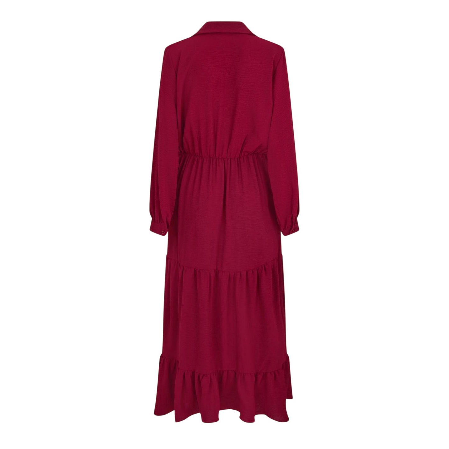 Wine - Back - AX Paris Womens-Ladies Tiered Long-Sleeved Wrap Dress
