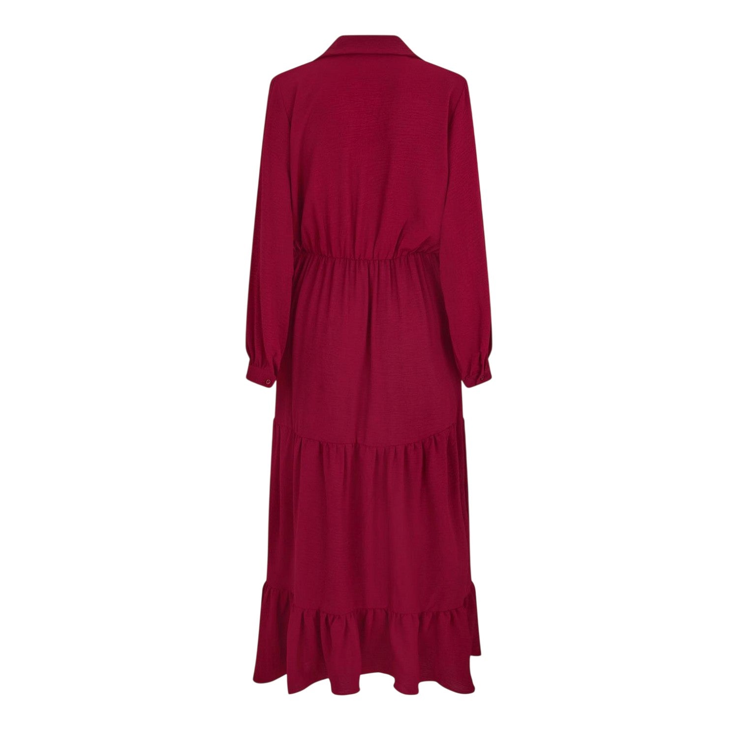 Wine - Back - AX Paris Womens-Ladies Tiered Long-Sleeved Wrap Dress