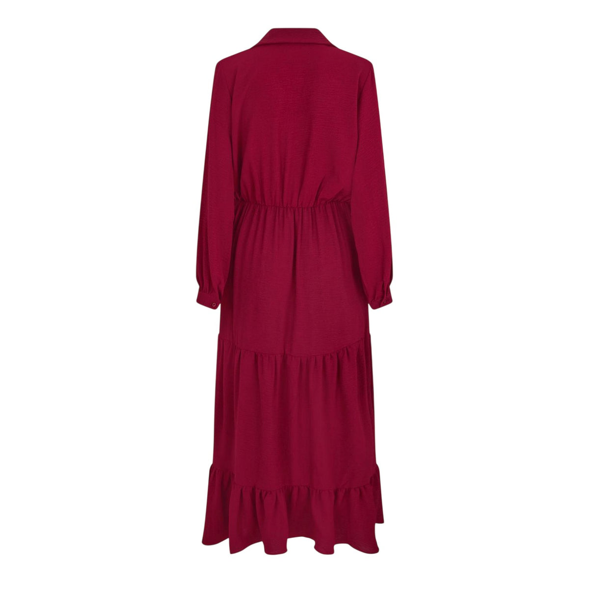 Wine - Back - AX Paris Womens-Ladies Tiered Long-Sleeved Wrap Dress