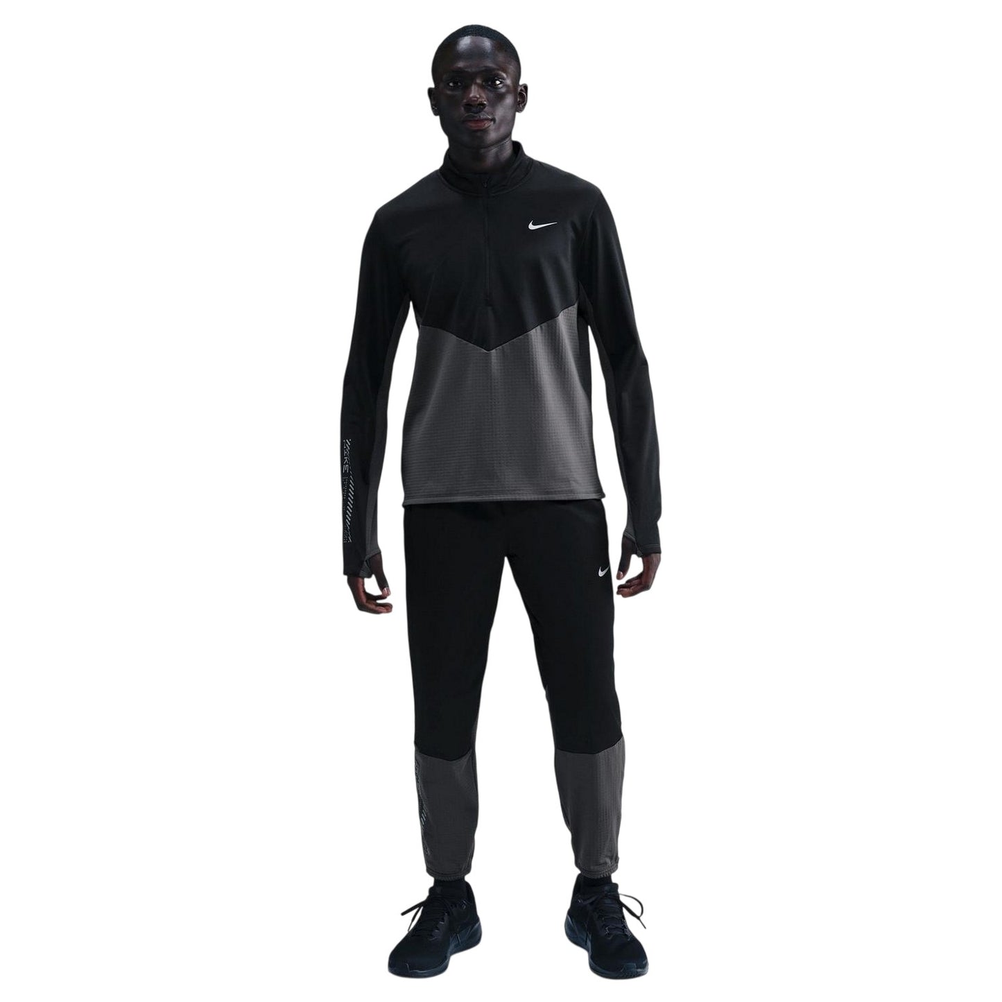 Anthracite - Front - Nike Mens Pacer Dri-FIT Quarter Zip Top