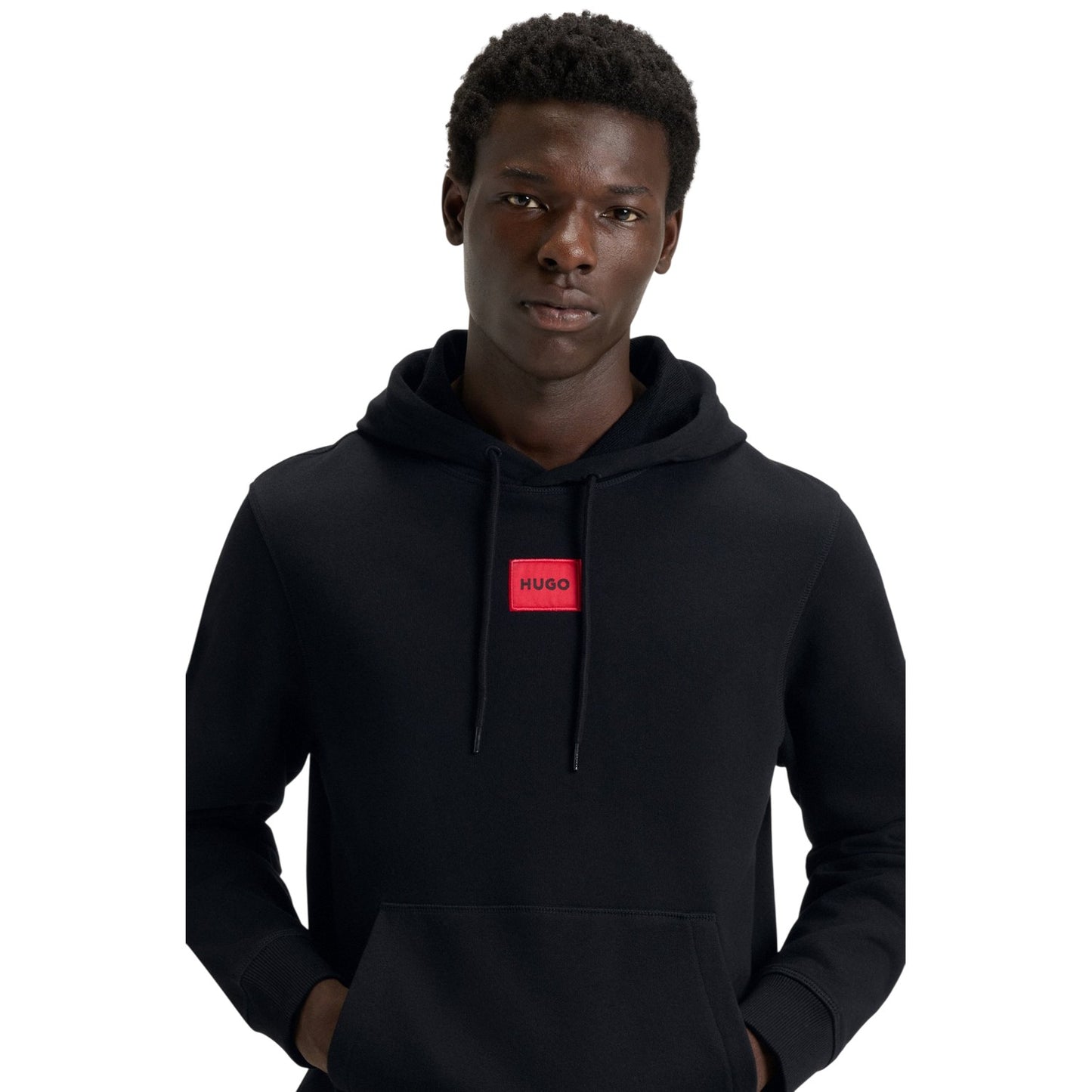 Black - Side - Hugo Mens Drawstring Hoodie