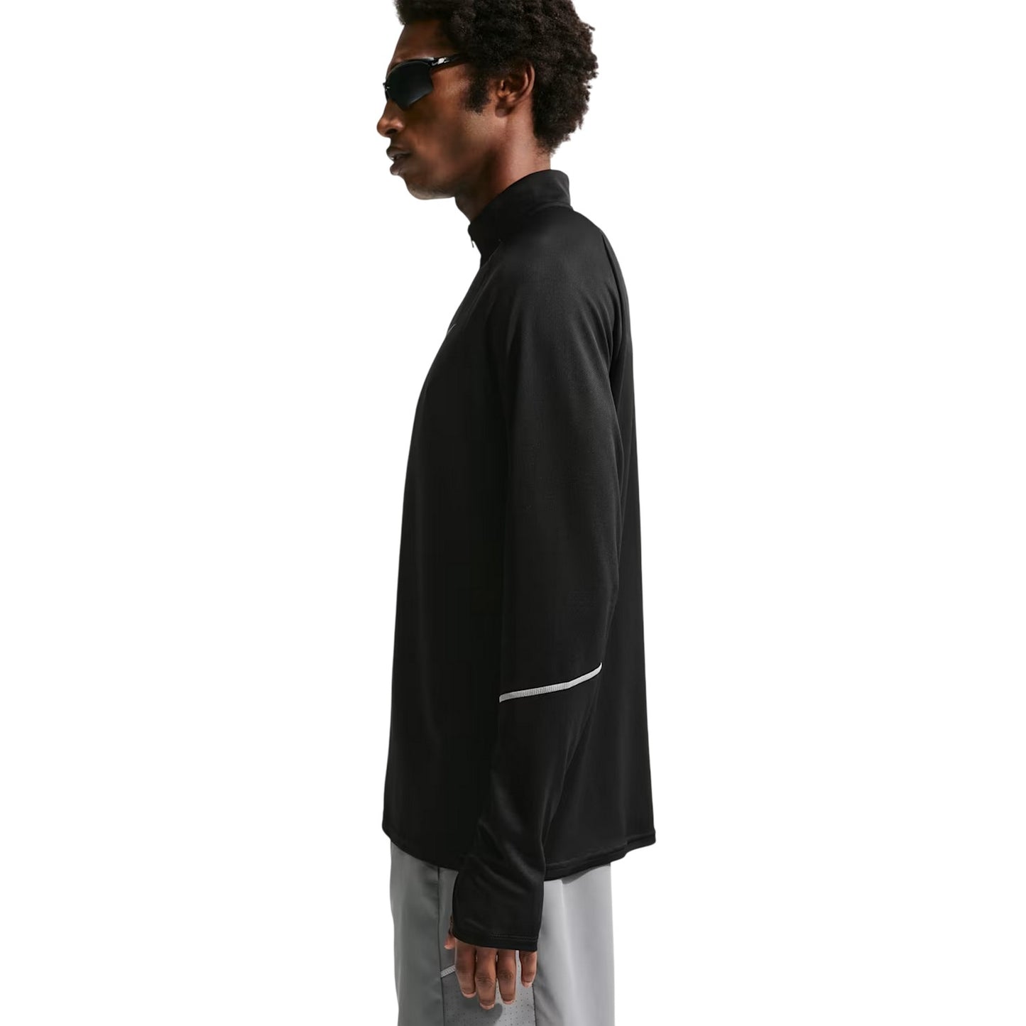 Black - Side - Nike Mens Miler Dri-FIT Quarter Zip Running Top