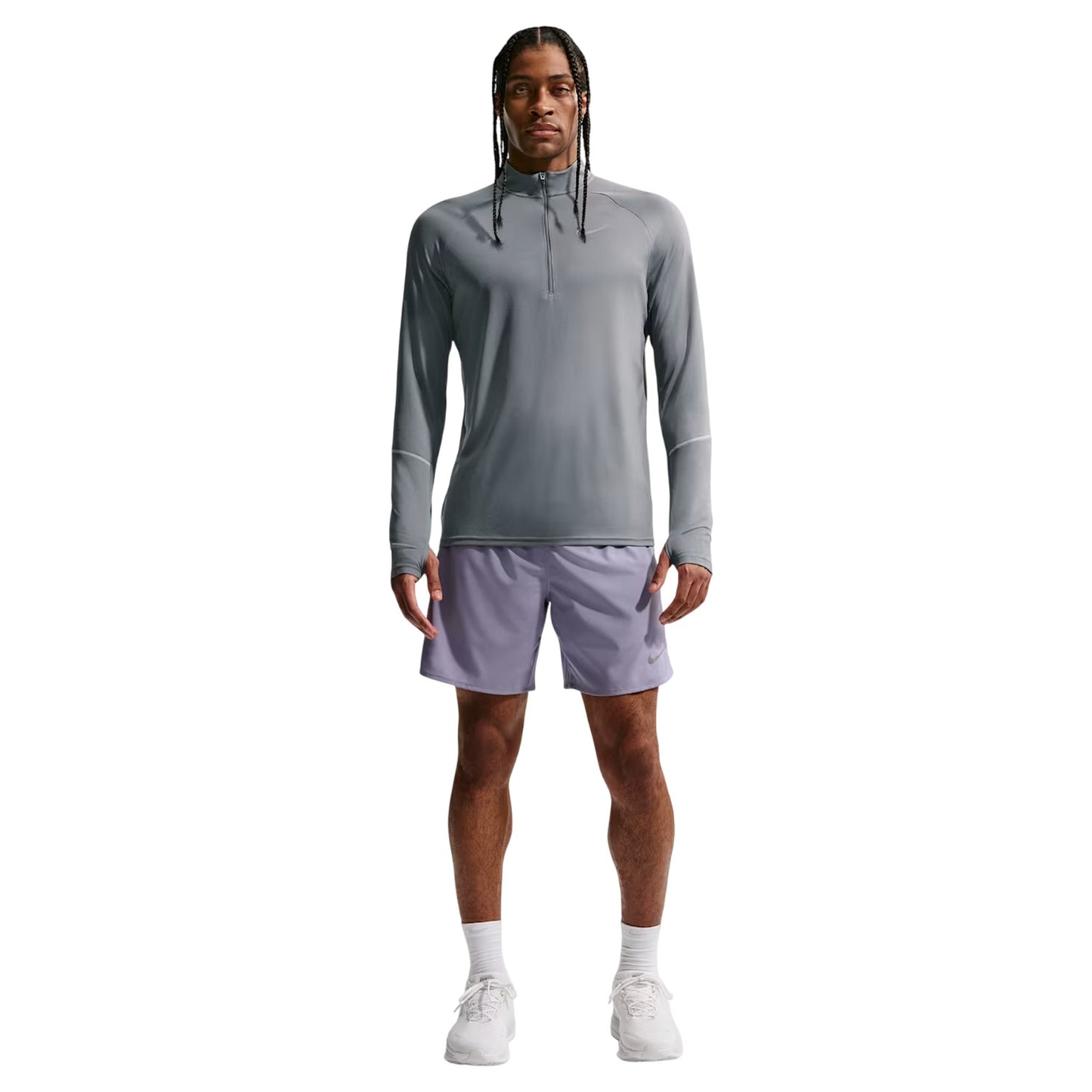 Smoke Grey - Front - Nike Mens Miler Dri-FIT Quarter Zip Running Top
