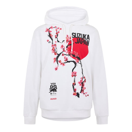White - Front - Hugo Mens Regular Long-Sleeved Drawstring Hoodie