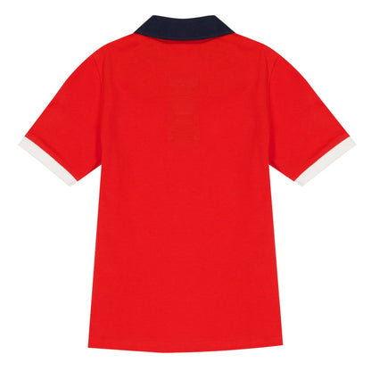 Red-Navy-White - Back - Diadora Childrens-Kids Logo Collared Polo Shirt