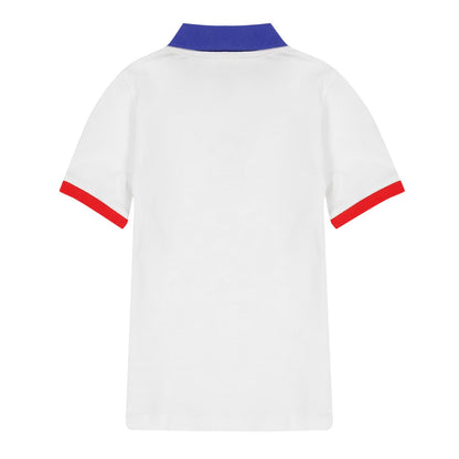 White-Blue-Red - Back - Diadora Childrens-Kids Logo Collared Polo Shirt