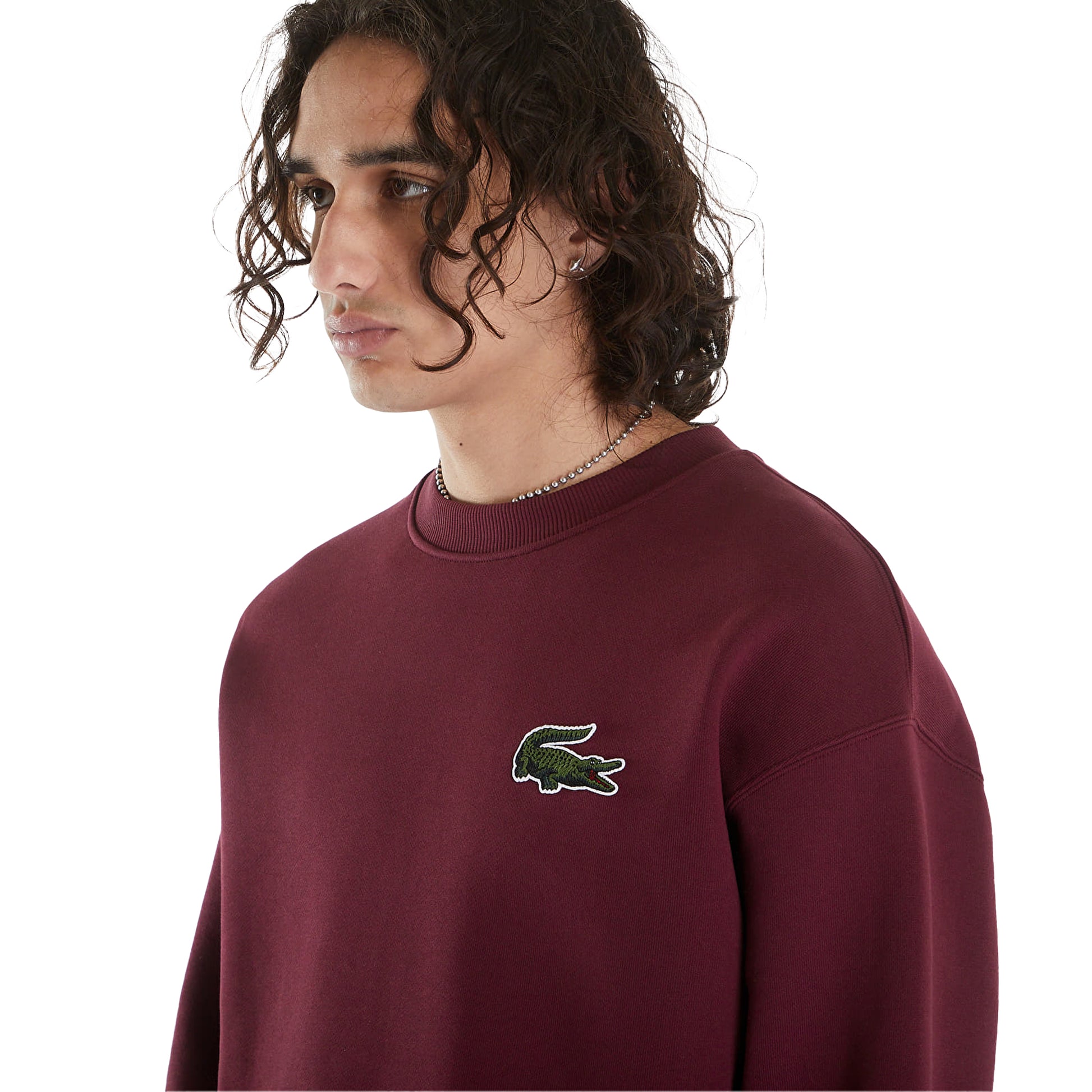 Burgundy - Lifestyle - Lacoste Mens Fleece Loose Fit Sweatshirt