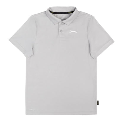 Grey - Front - Slazenger Childrens-Kids Solid Logo Short-Sleeved Polo Shirt