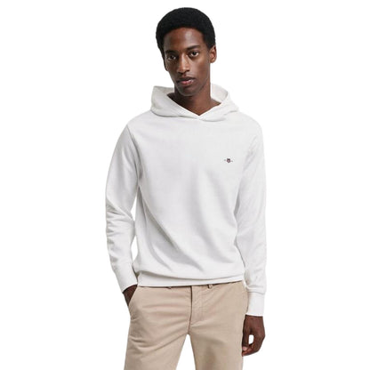 White - Front - Gant Mens Shield Regular Hoodie