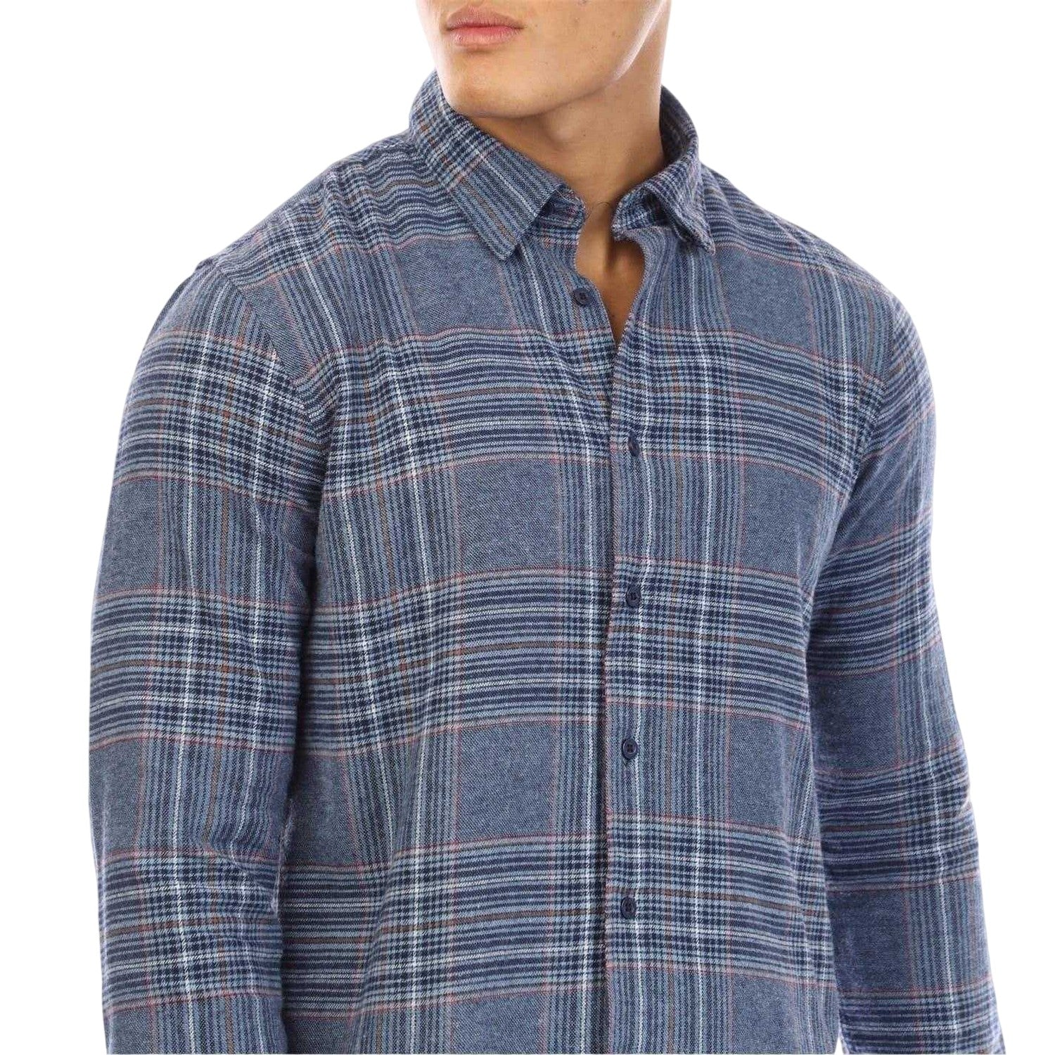 Blue - Side - Peter Werth Mens Plaid Long-Sleeved Shirt