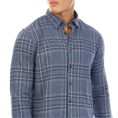 Blue - Side - Peter Werth Mens Plaid Long-Sleeved Shirt