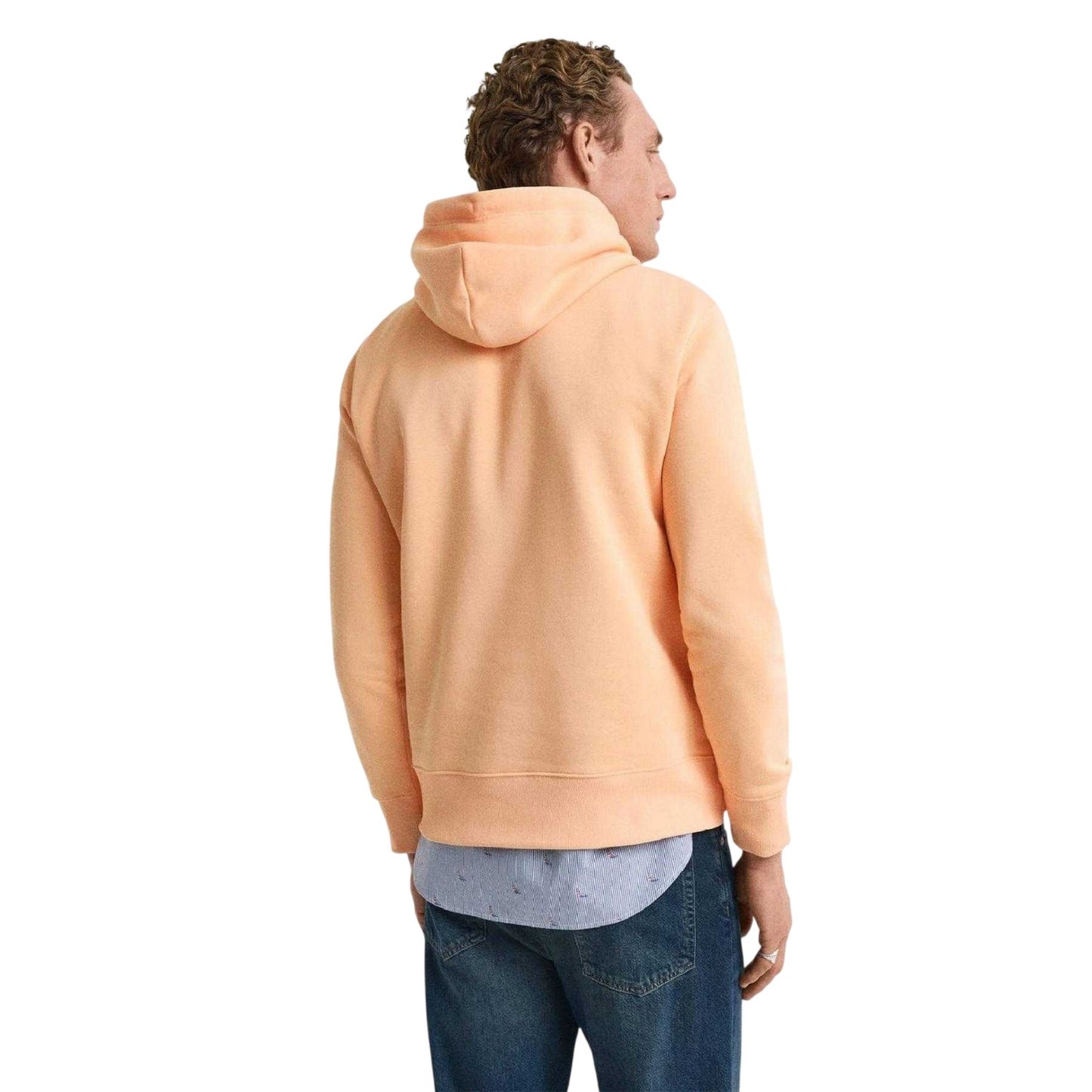 Orange - Back - Gant Mens Shield Drawstring Hoodie