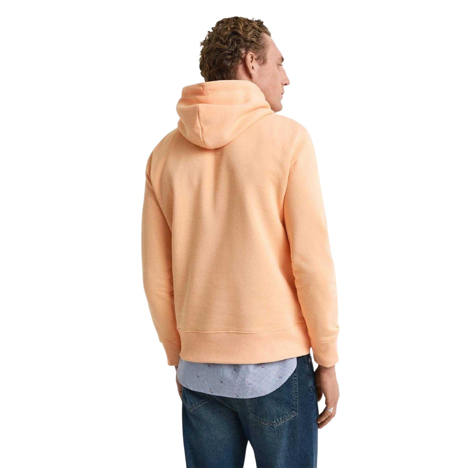 Orange - Back - Gant Mens Shield Drawstring Hoodie