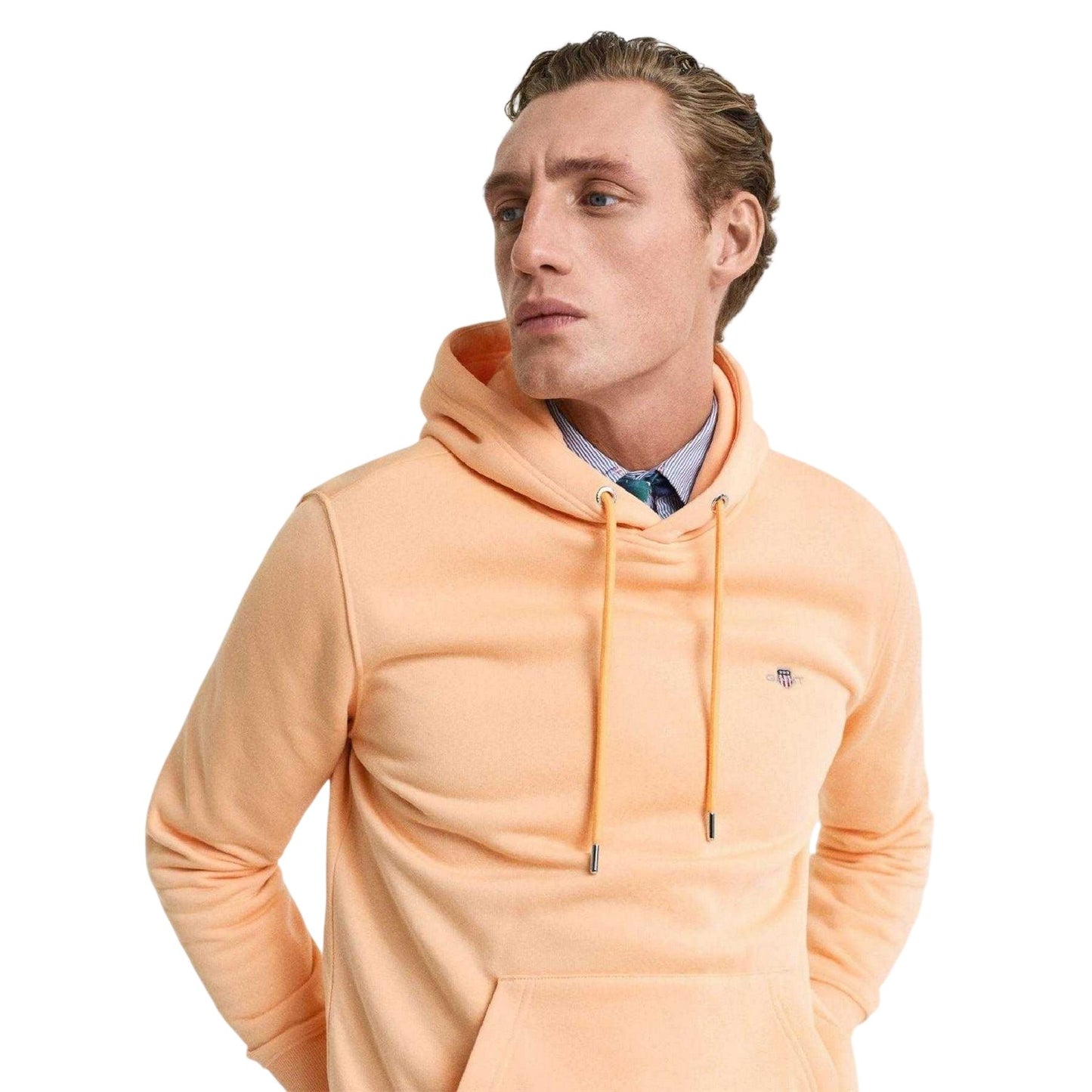 Orange - Side - Gant Mens Shield Drawstring Hoodie