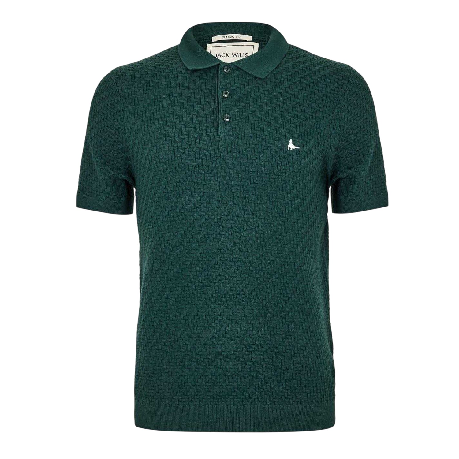 Evergreen - Front - Jack Wills Mens Knitted Short-Sleeved Polo Shirt