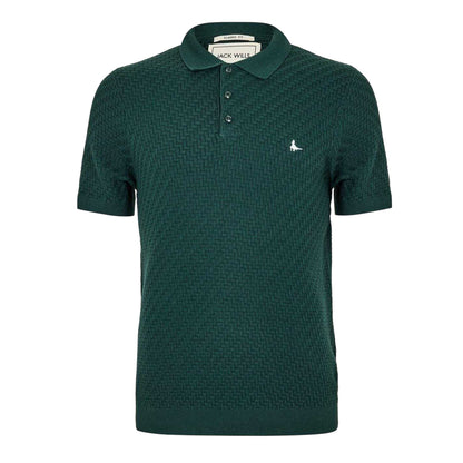Evergreen - Front - Jack Wills Mens Knitted Short-Sleeved Polo Shirt