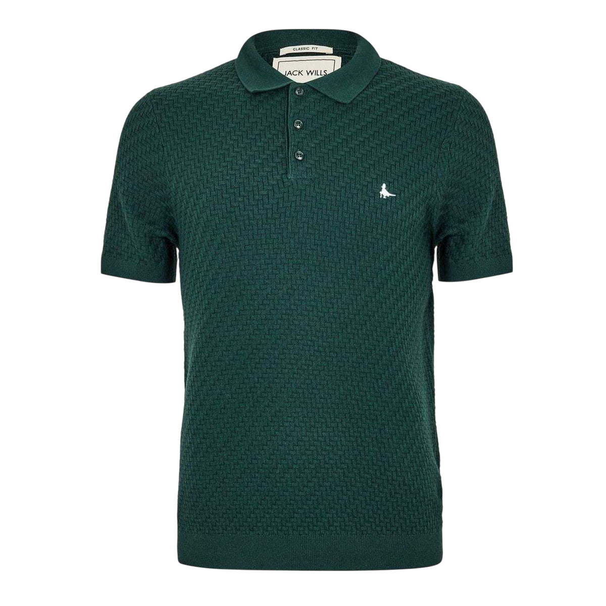 Evergreen - Front - Jack Wills Mens Knitted Short-Sleeved Polo Shirt