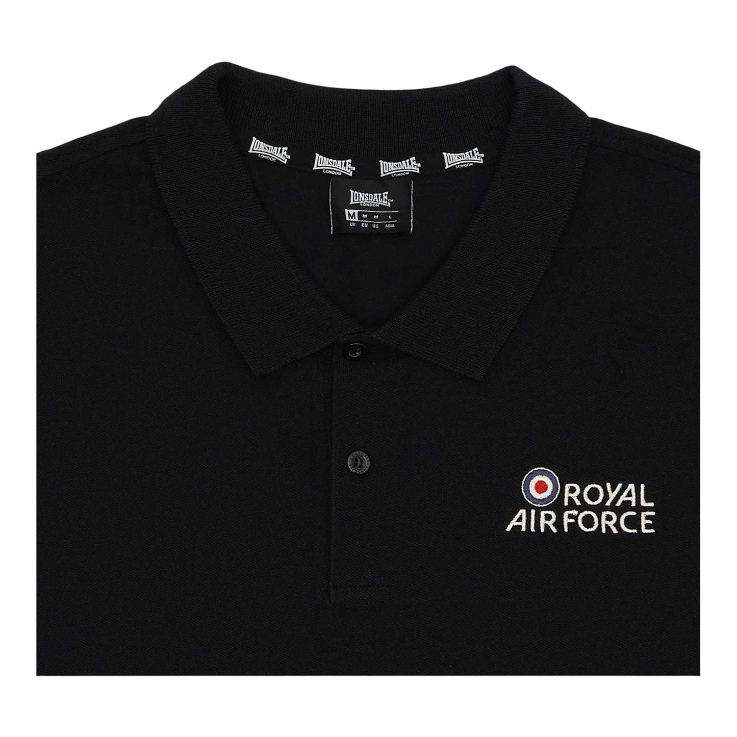 Black - Side - Lonsdale Mens Raf Short-Sleeved Polo Shirt