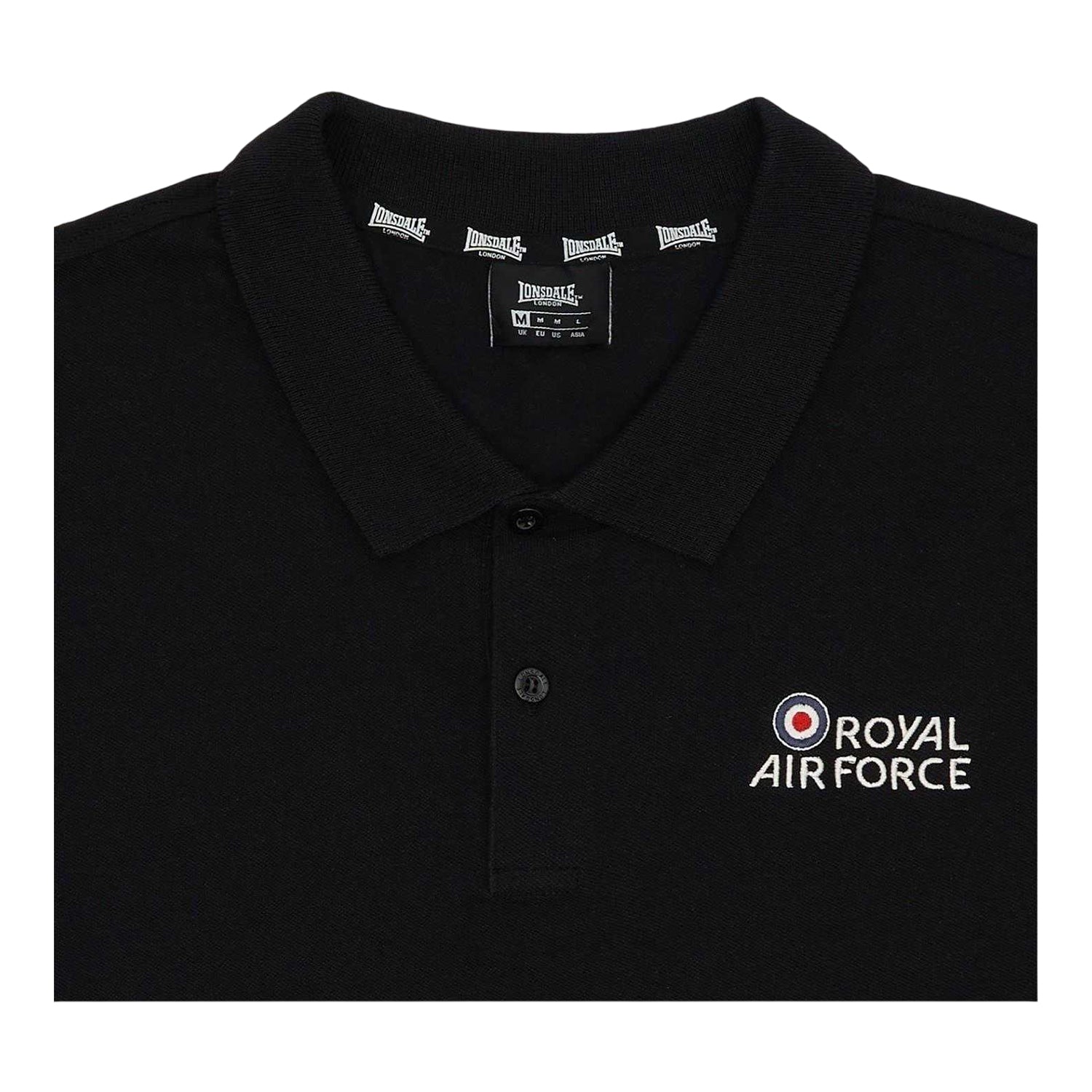 Black - Side - Lonsdale Mens Raf Short-Sleeved Polo Shirt