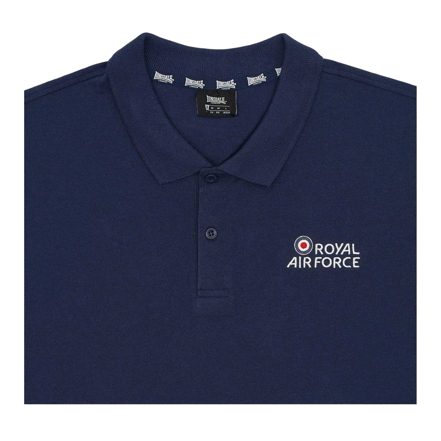 Navy - Side - Lonsdale Mens Raf Short-Sleeved Polo Shirt