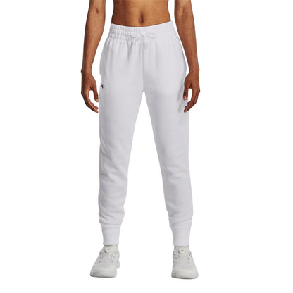 White - Side - Under Armour Womens-Ladies Rival Tapered Jogging Bottoms