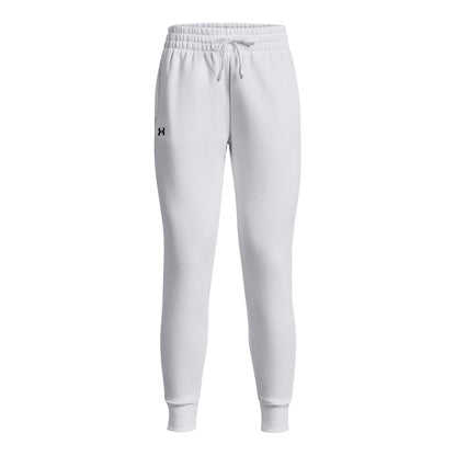 White - Front - Under Armour Womens-Ladies Rival Tapered Jogging Bottoms