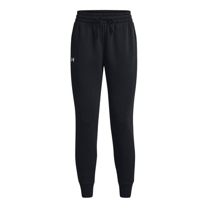 Black - Front - Under Armour Womens-Ladies Rival Tapered Jogging Bottoms