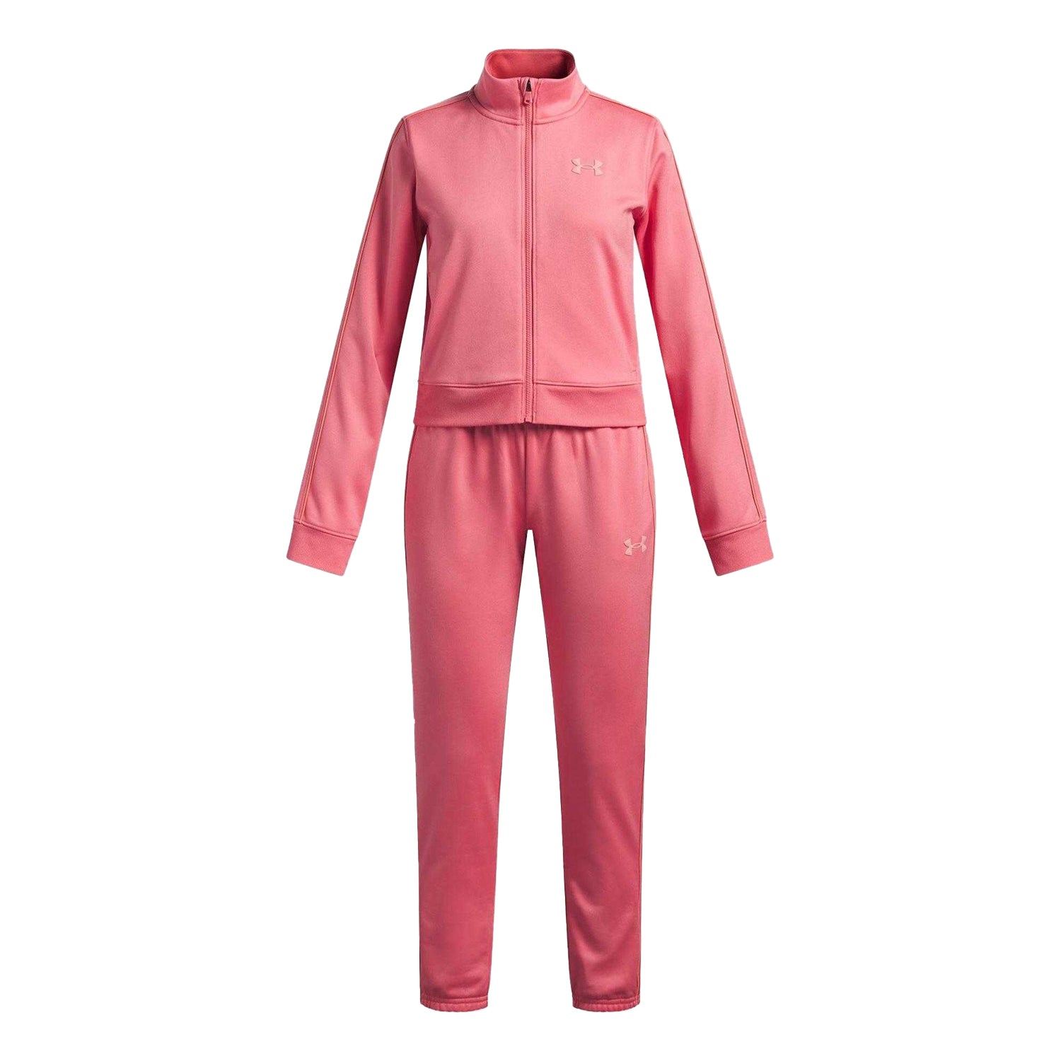Pink - Front - Under Armour Girls Knitted Tracksuit