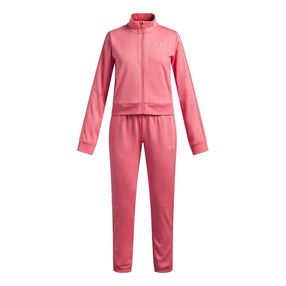 Pink - Front - Under Armour Girls Knitted Tracksuit