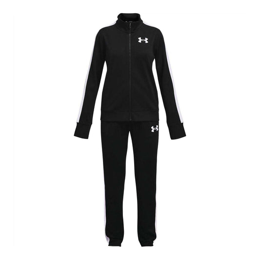 Black - Front - Under Armour Girls Knitted Tracksuit