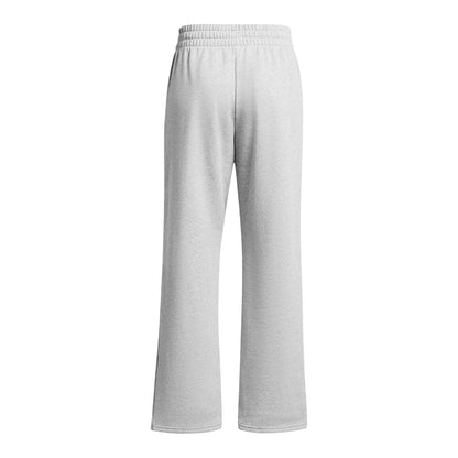 Grey-White - Back - Under Armour Womens-Ladies Rival Fleece Straight Jogging Bottoms