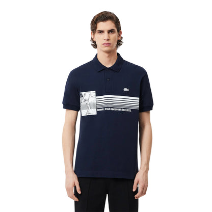 Blue - Side - Lacoste Mens French Made Organic Cotton Classic Polo Shirt
