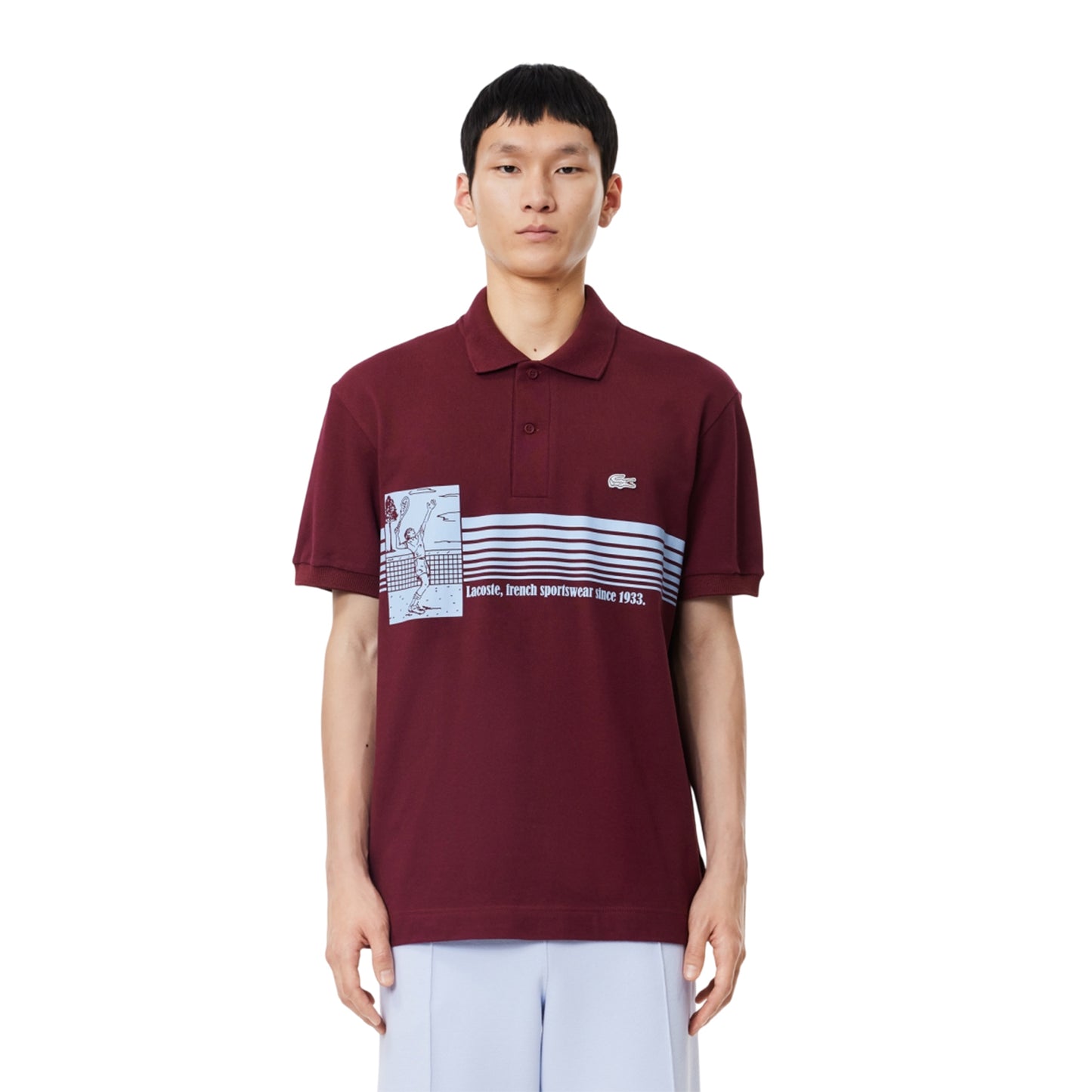 Red - Side - Lacoste Mens French Made Organic Cotton Classic Polo Shirt