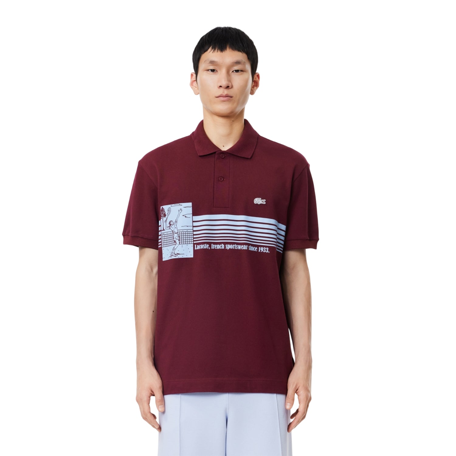 Red - Side - Lacoste Mens French Made Organic Cotton Classic Polo Shirt