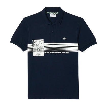 Blue - Front - Lacoste Mens French Made Organic Cotton Classic Polo Shirt