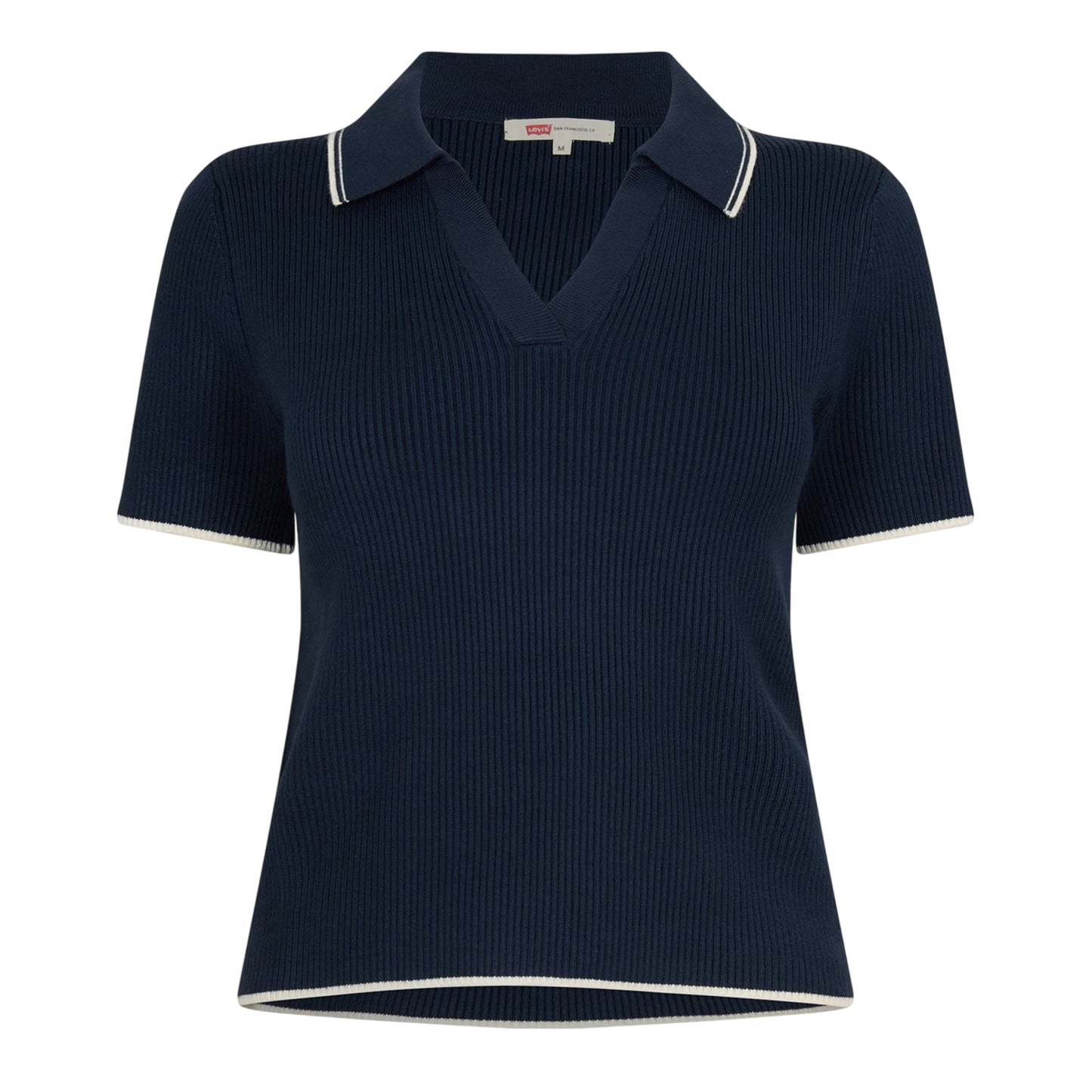 Navy Blazer - Front - Levis Womens-Ladies Faith Ribbed Short-Sleeved Polo Shirt