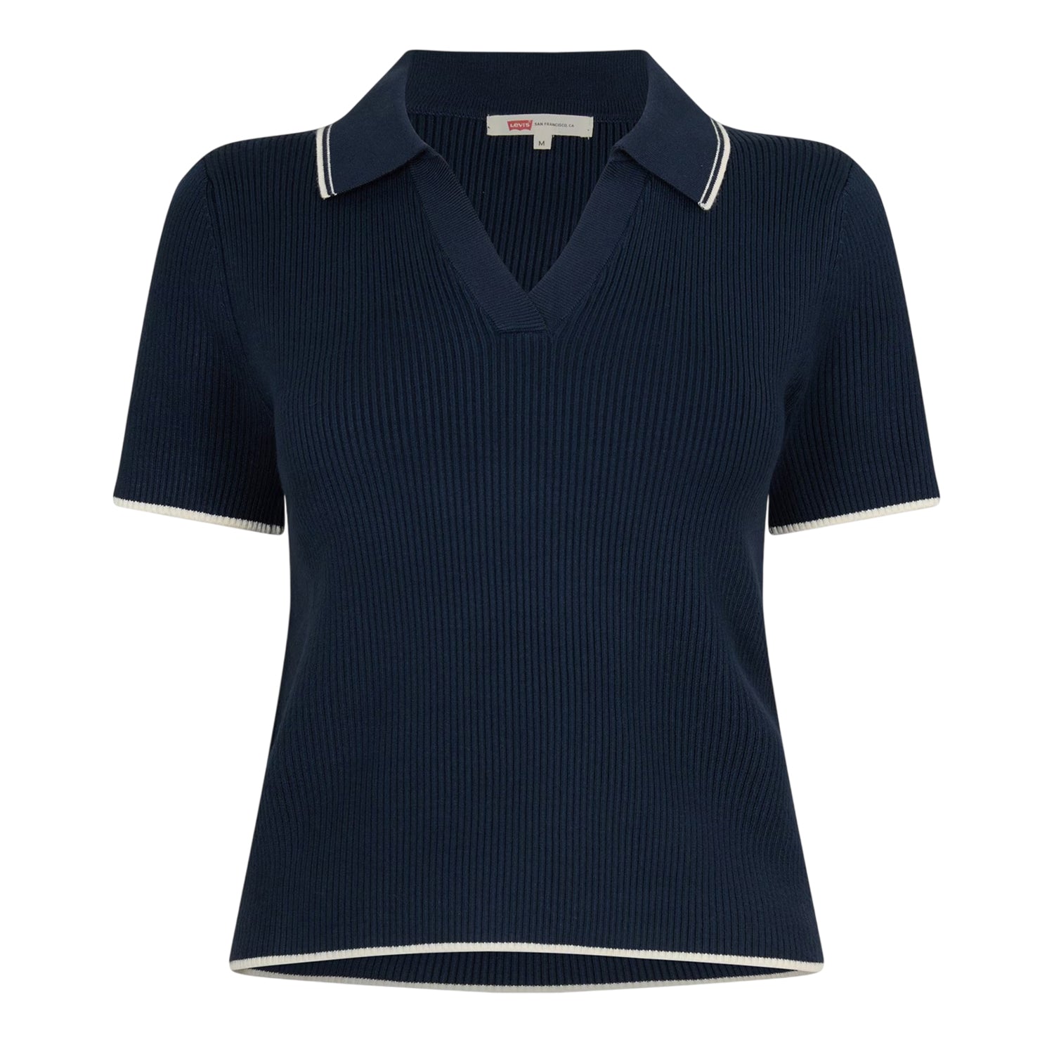 Navy Blazer - Front - Levis Womens-Ladies Faith Ribbed Short-Sleeved Polo Shirt