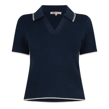 Navy Blazer - Front - Levis Womens-Ladies Faith Ribbed Short-Sleeved Polo Shirt