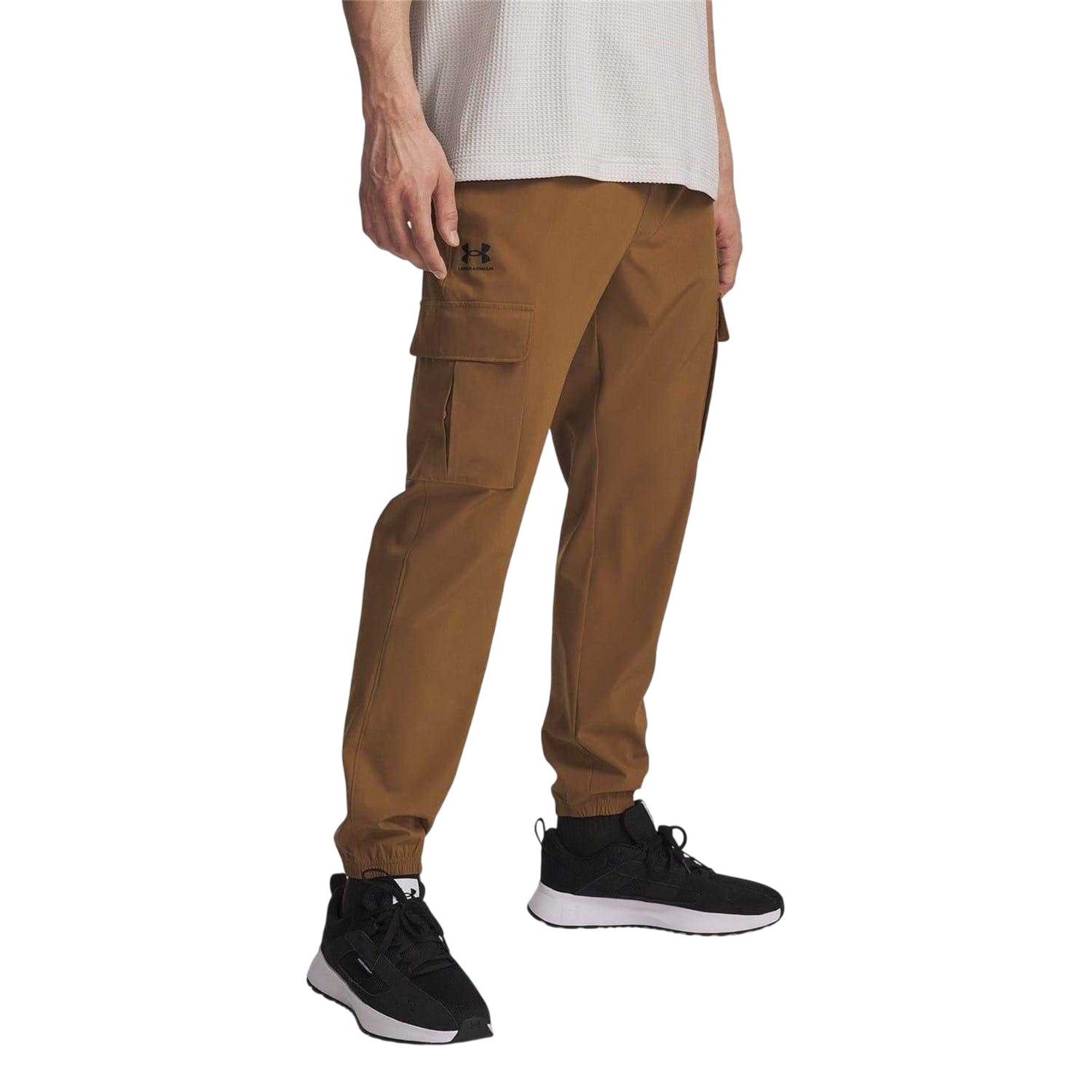 Brown - Side - Under Armour Mens Vibe Woven Regular Combat Trousers