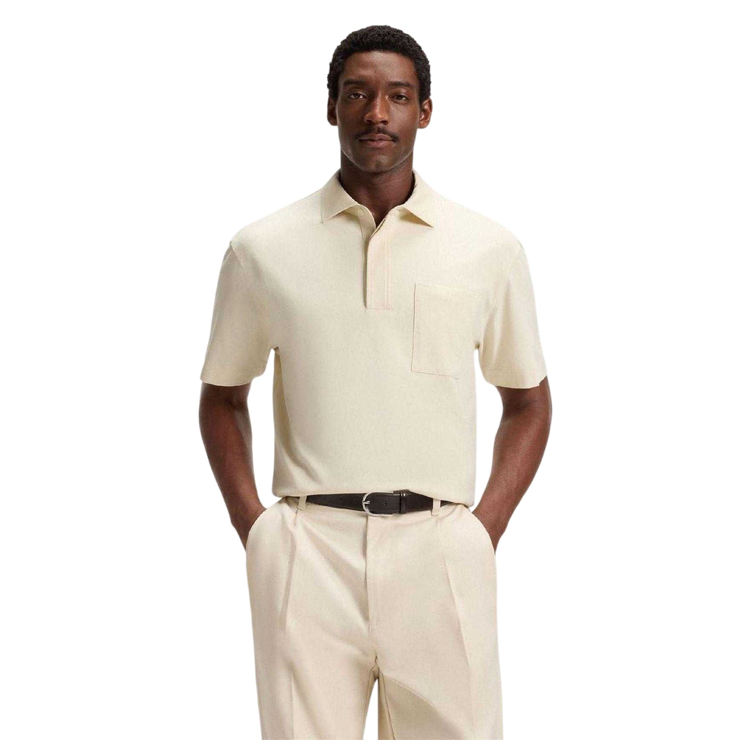 White - Side - Boss Mens Payto 18 Relaxed Fit Polo Shirt