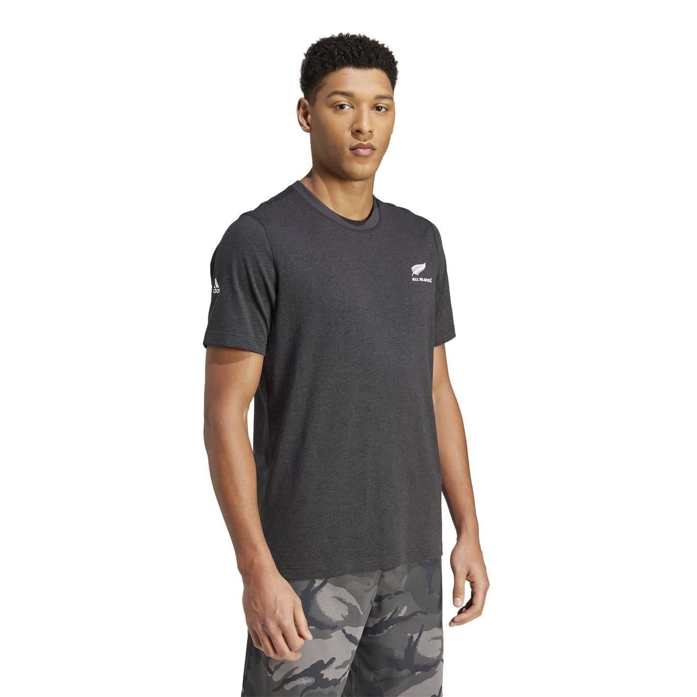 Black Melange - Pack Shot - Adidas Mens Z.N.E 2024 New Zealand All Blacks T-Shirt