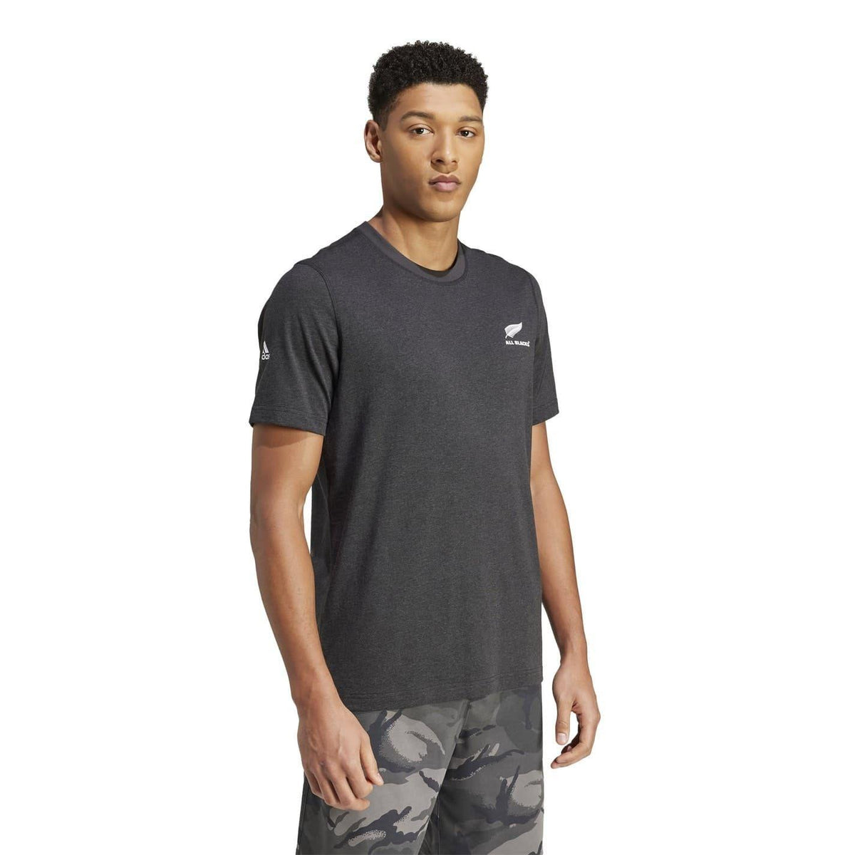 Black Melange - Pack Shot - Adidas Mens Z.N.E 2024 New Zealand All Blacks T-Shirt